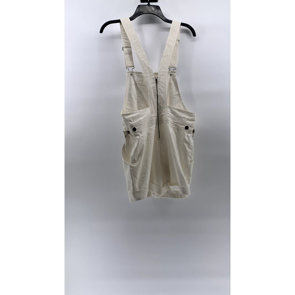 GREYLIN Women's White Denim Back-Zip Short Style Cuffed Overall SZ S