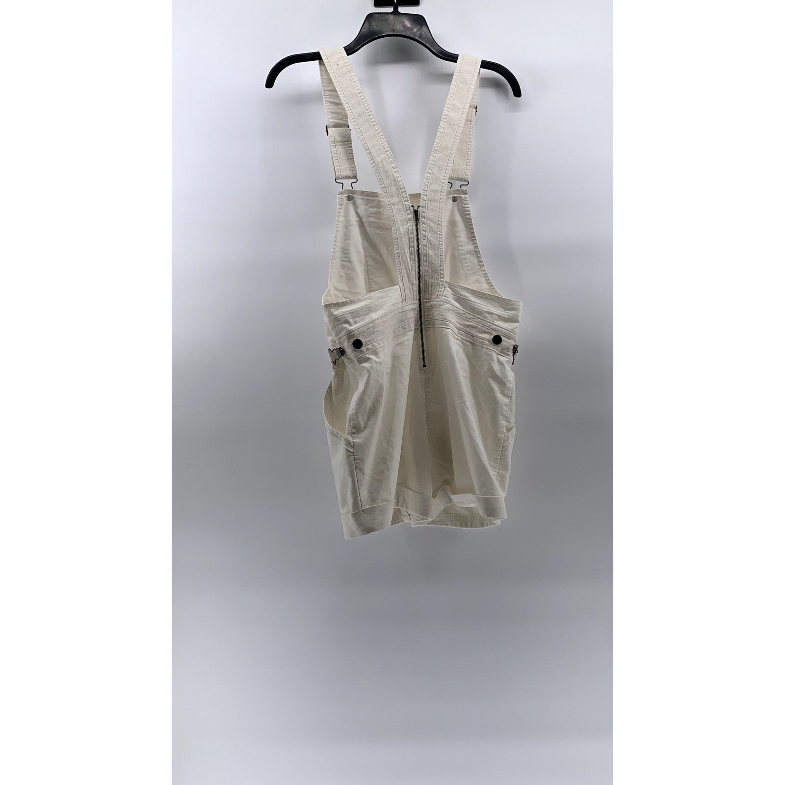 GREYLIN Women's White Denim Back-Zip Short Style Cuffed Overall SZ S