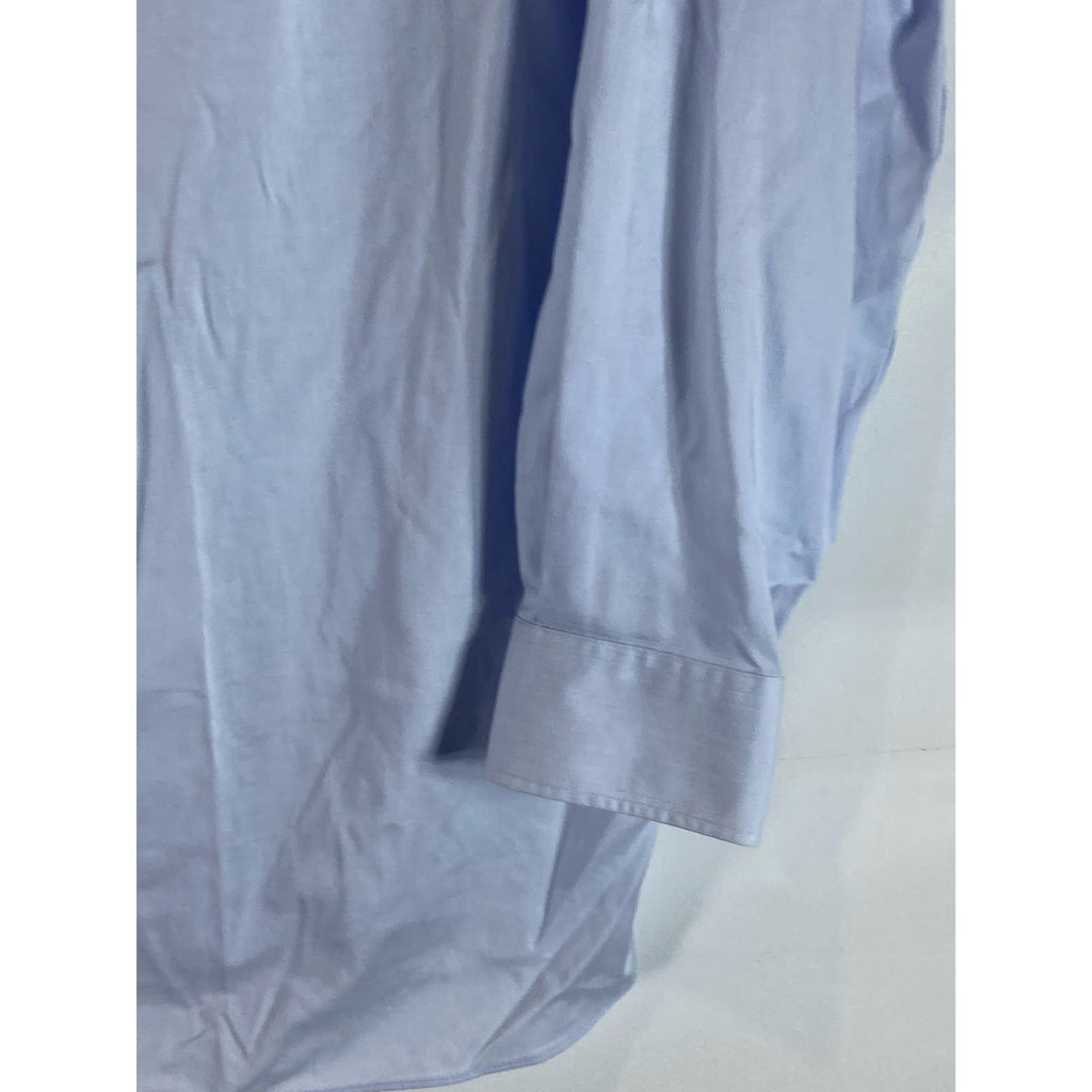 TOMMY HILFIGER Men's Light Blue TH Flex Supima Regular-Fit Stretch Shirt SZ 16