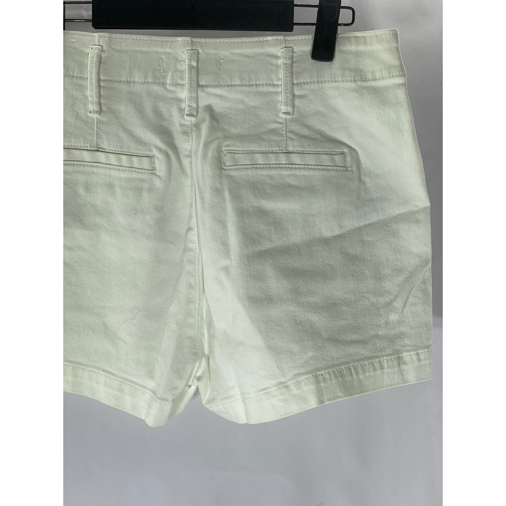 LOFT Women's White Solid Patch Pocket High-Rise Denim Shorts SZ 25