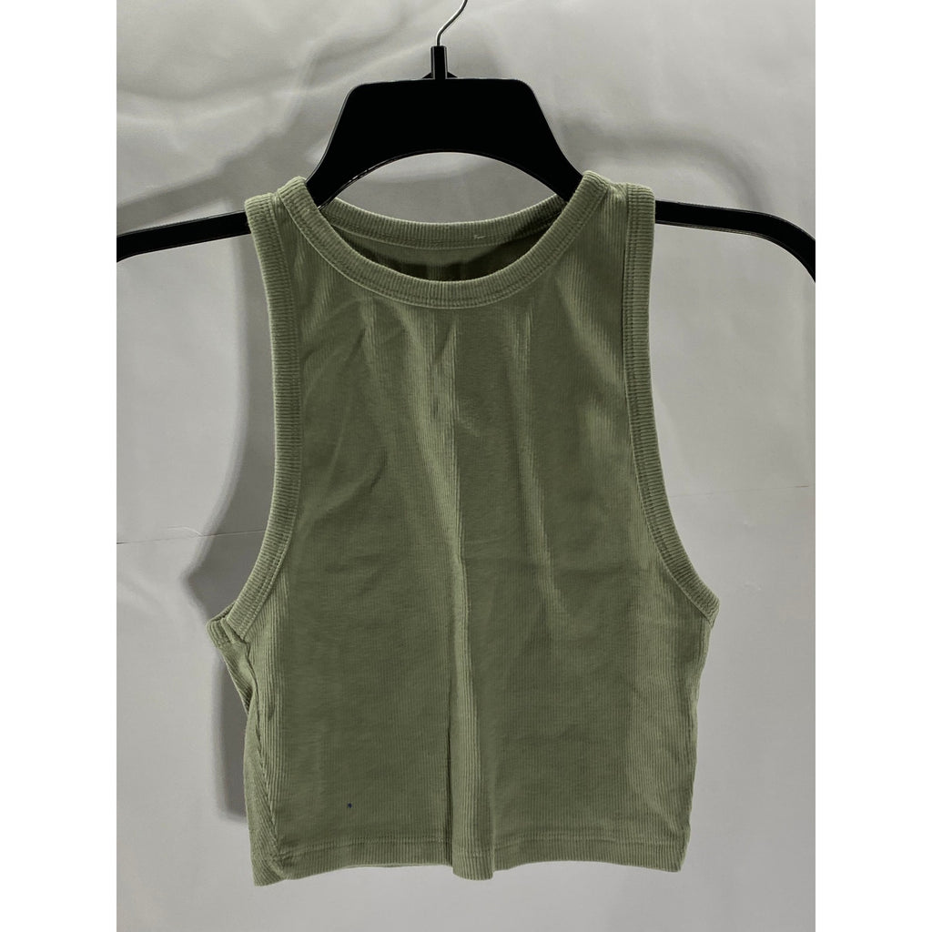 UNBRANDED Women's Gray Sleeveless Ribbed Cropped Tank Top SZ S