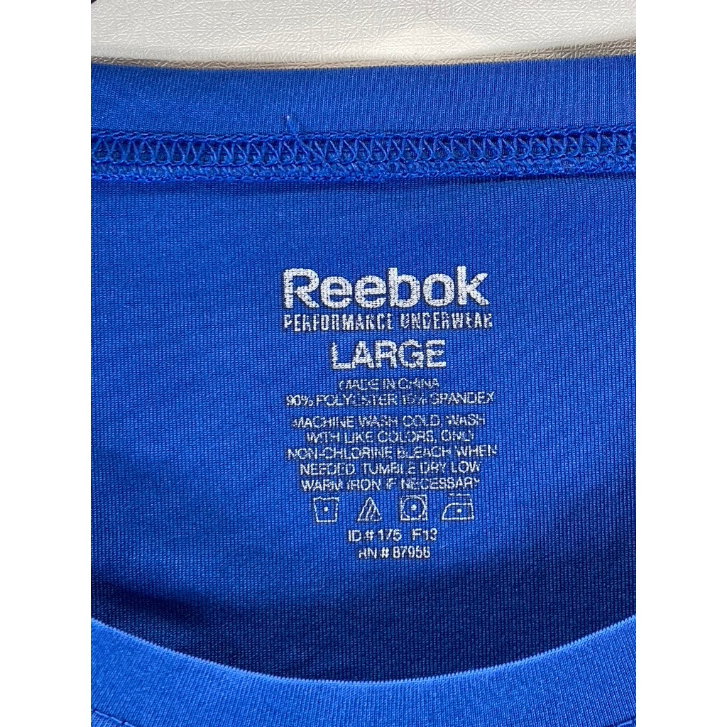 REEBOK Men's Blue Crewneck Performance Short Sleeve Athletic T-Shirt SZ L