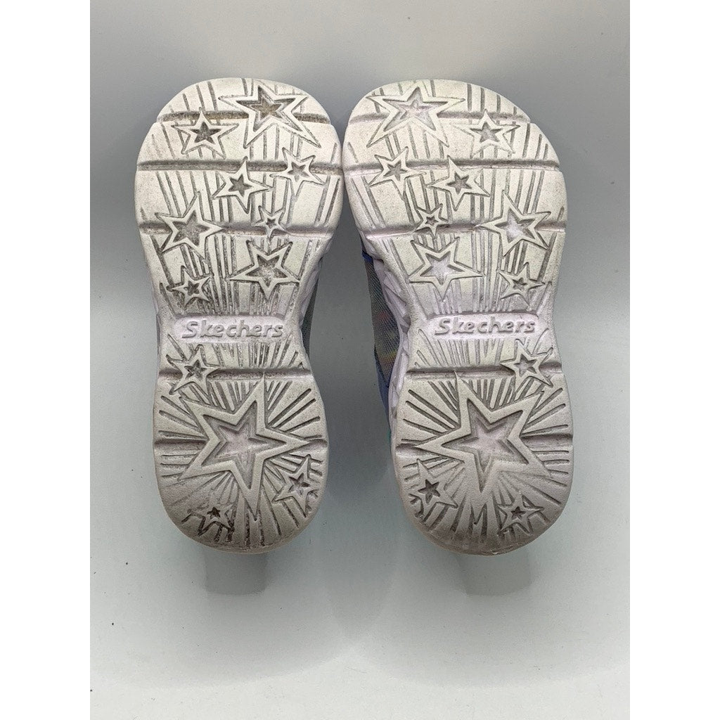 SKETCHERS Girls' Purple Galaxy Lights Tie-Dye Takeoff Light Up Sneakers SZ 11