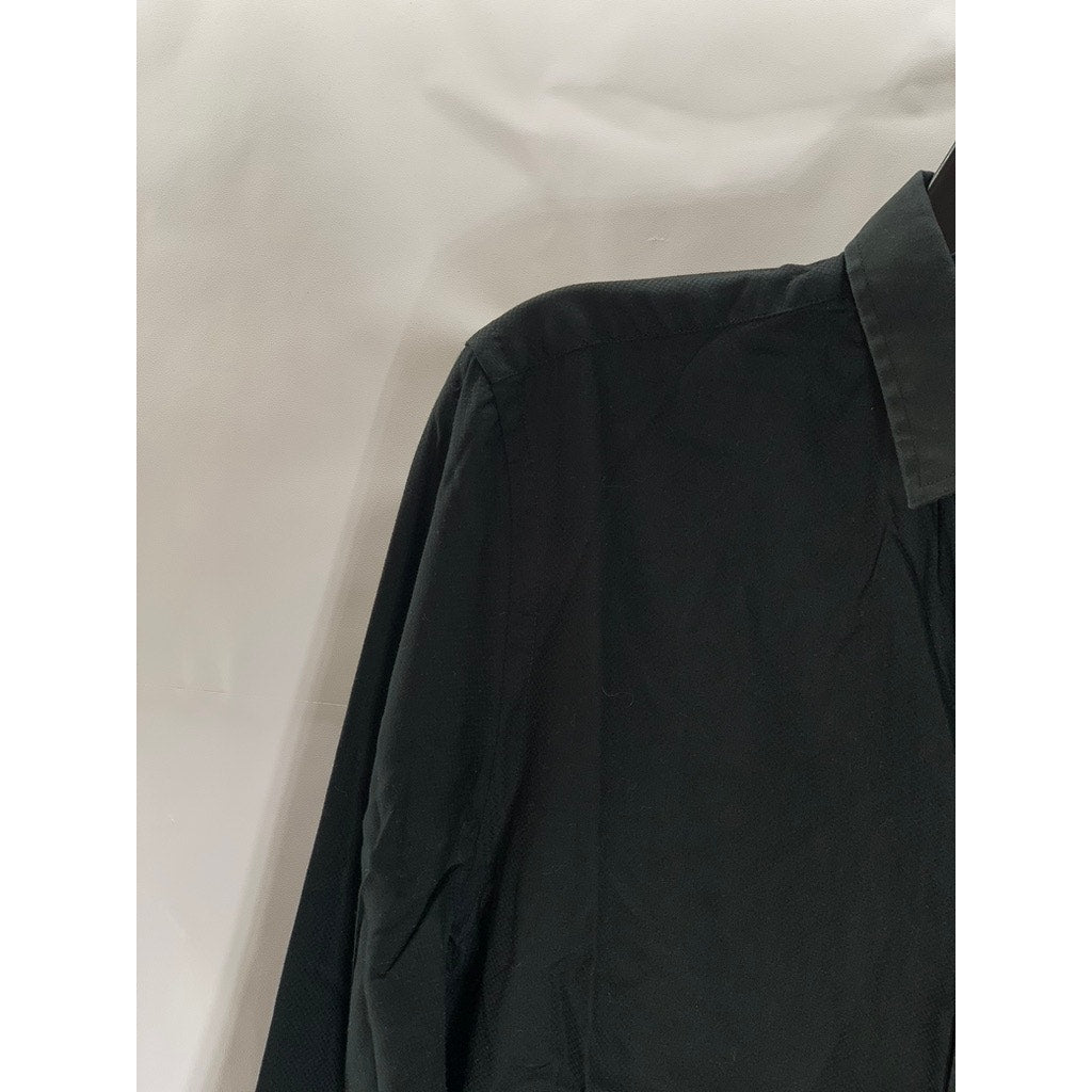 J. LINDEBERG Men's Black Solid Slim-Fit Button-Up Long Sleeve Lux Shirt SZ S