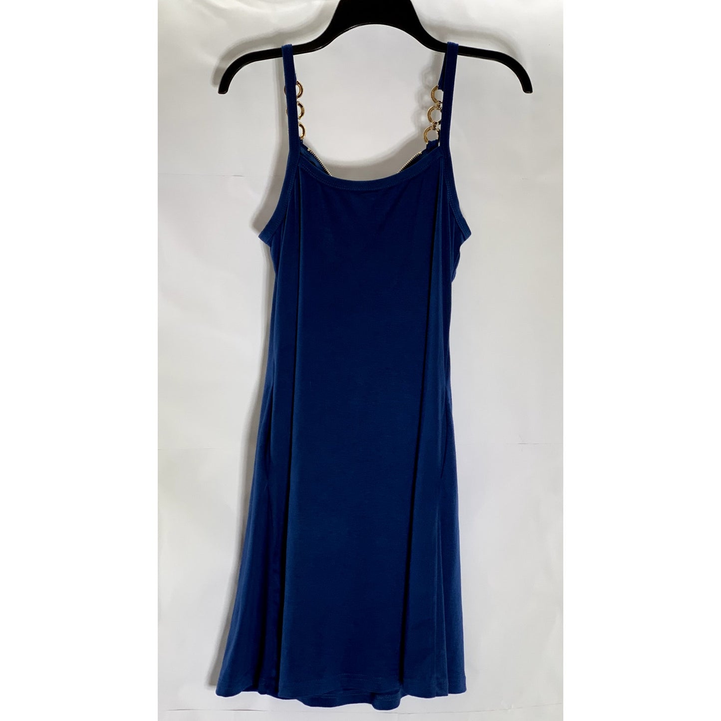 UNBRANDED Women’s Royal Blue O-Ring Sleeveless Front Half-Zip Mini Dress SZ S