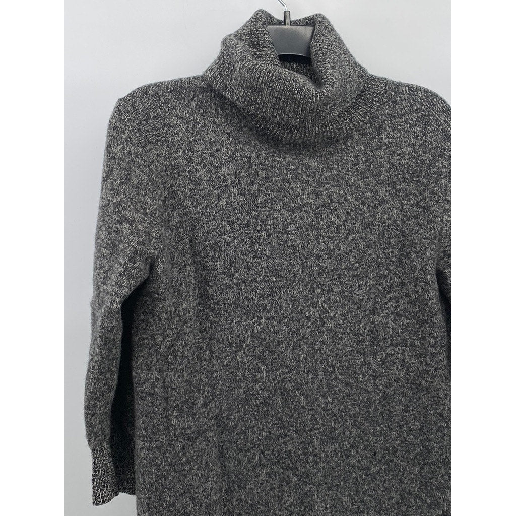 UNIQLO Women's Charcoal Gray Marled Knit Wool Knee Turtleneck Sweater Dress SZ S