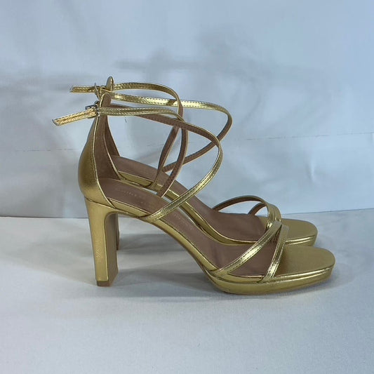 CHINESE LAUNDRY Women's Gold Metallic Taryn Strappy Square-Toe Sandals SZ 8.5