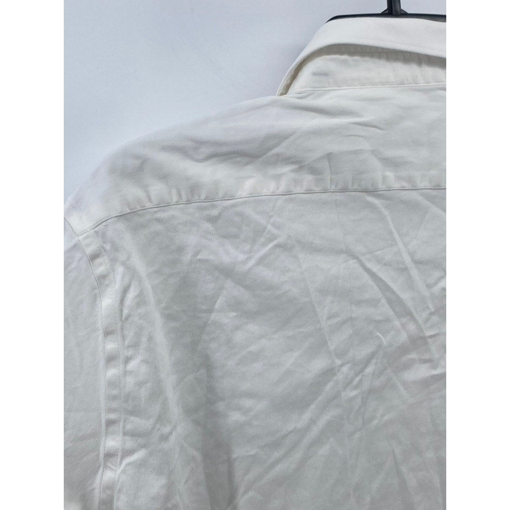 LOUIS PHILIPPE Men's White Solid Button-Up Slim-Fit Long Sleeve Shirt SZ S