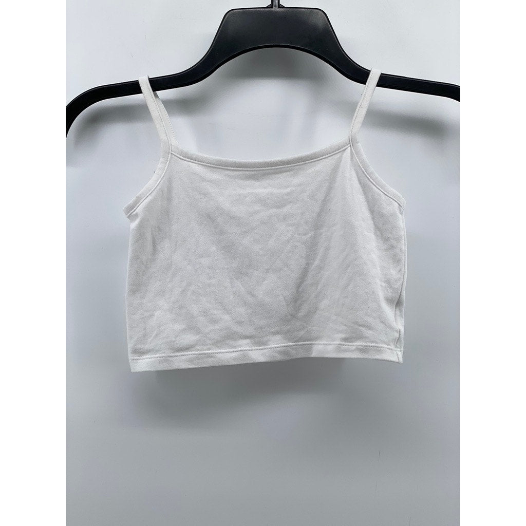 M PLAY GROUND Women's White Solid Scoop-Neck Spaghetti Strap Tank Top SZ XS