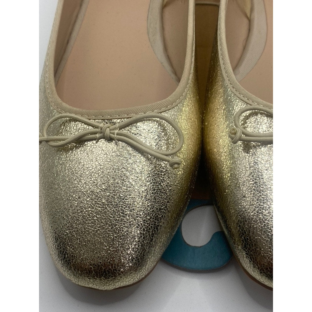 PRIMARK Women's Gold Metallic Round-Toe Slip-On Ballet Flats SZ 8