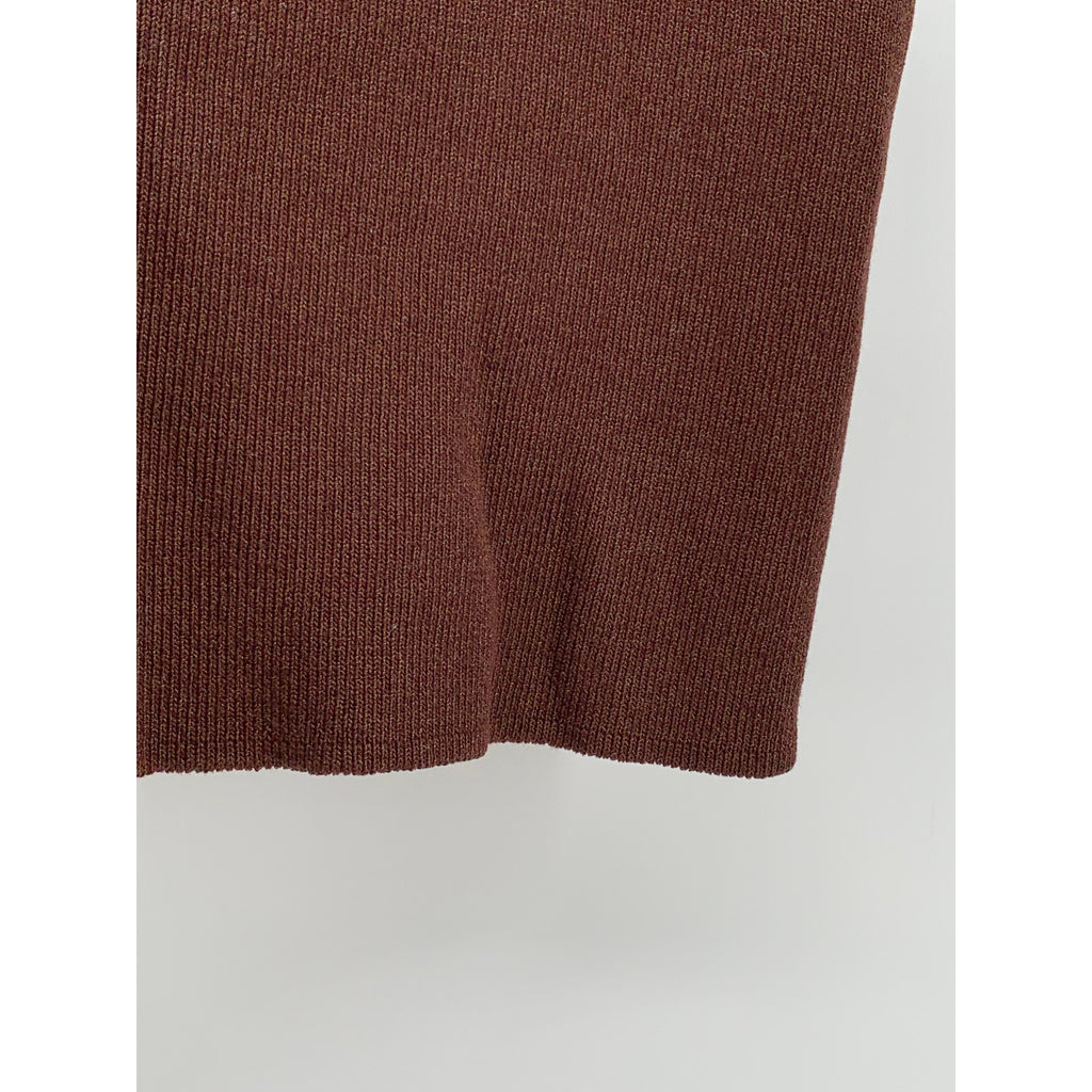 ZARA Women's Brown Ribbed High-Neck One-Sleeve Cropped Tank Top SZ S