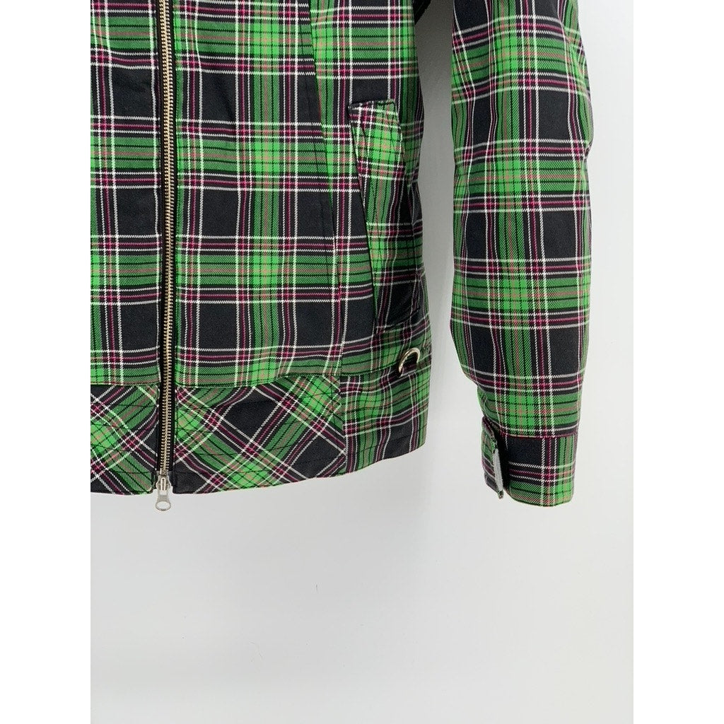 ROXY Women's Green Plaid Limited Edition Zip-Up Hooded Jacket SZ S