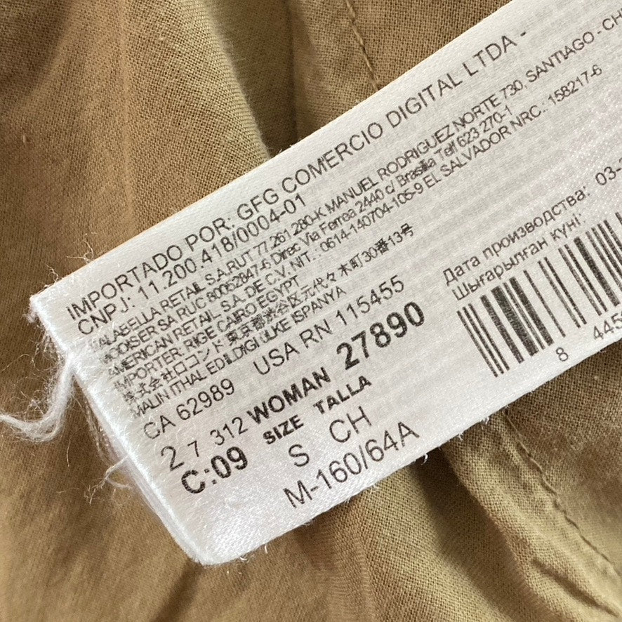 MANGO Women's Caramel Brown Elasticized Waist Pull-On Wide-Leg Cargo Pant SZ S