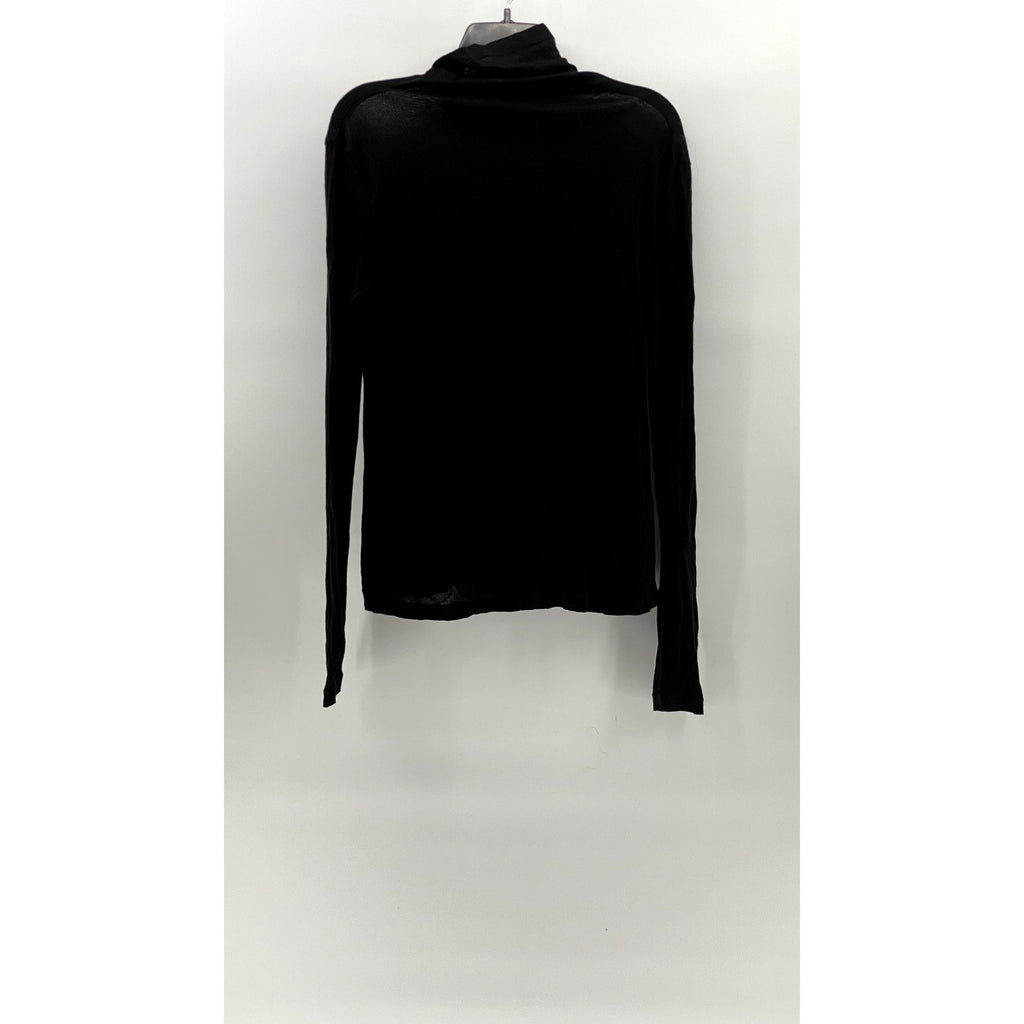 UNBRANDED Women's Black Sheer Long Sleeve Turtleneck Top SZ S