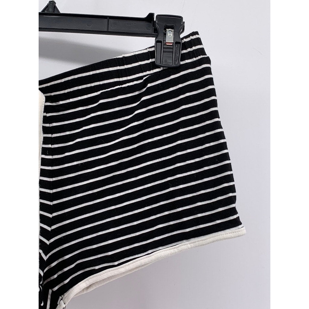 SHEIN Women's Black-White Striped Sleep Shorts SZ M
