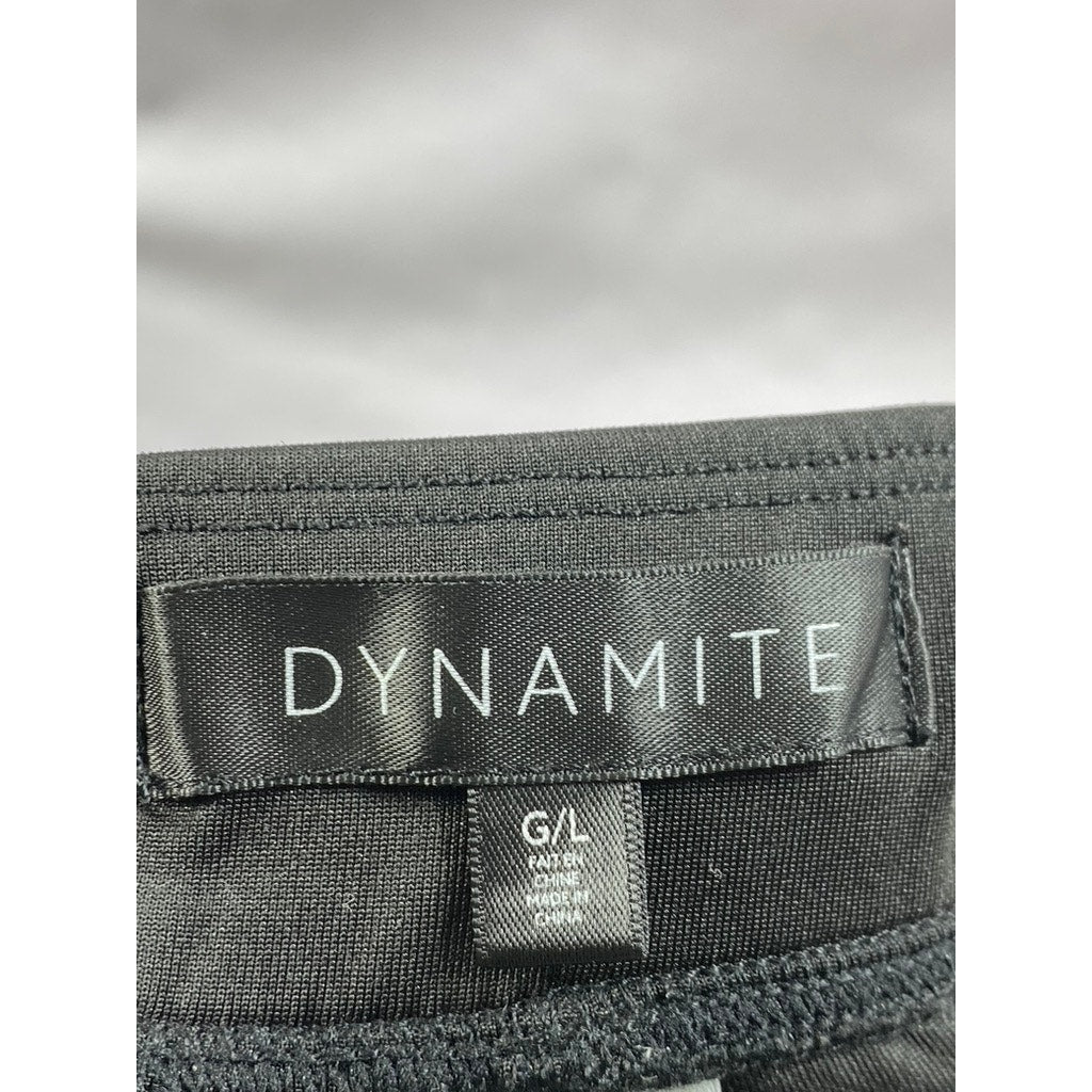 DYNAMITE Women's Black Zipper-Pocket Skinny-Leg Pull-On Pant SZ L