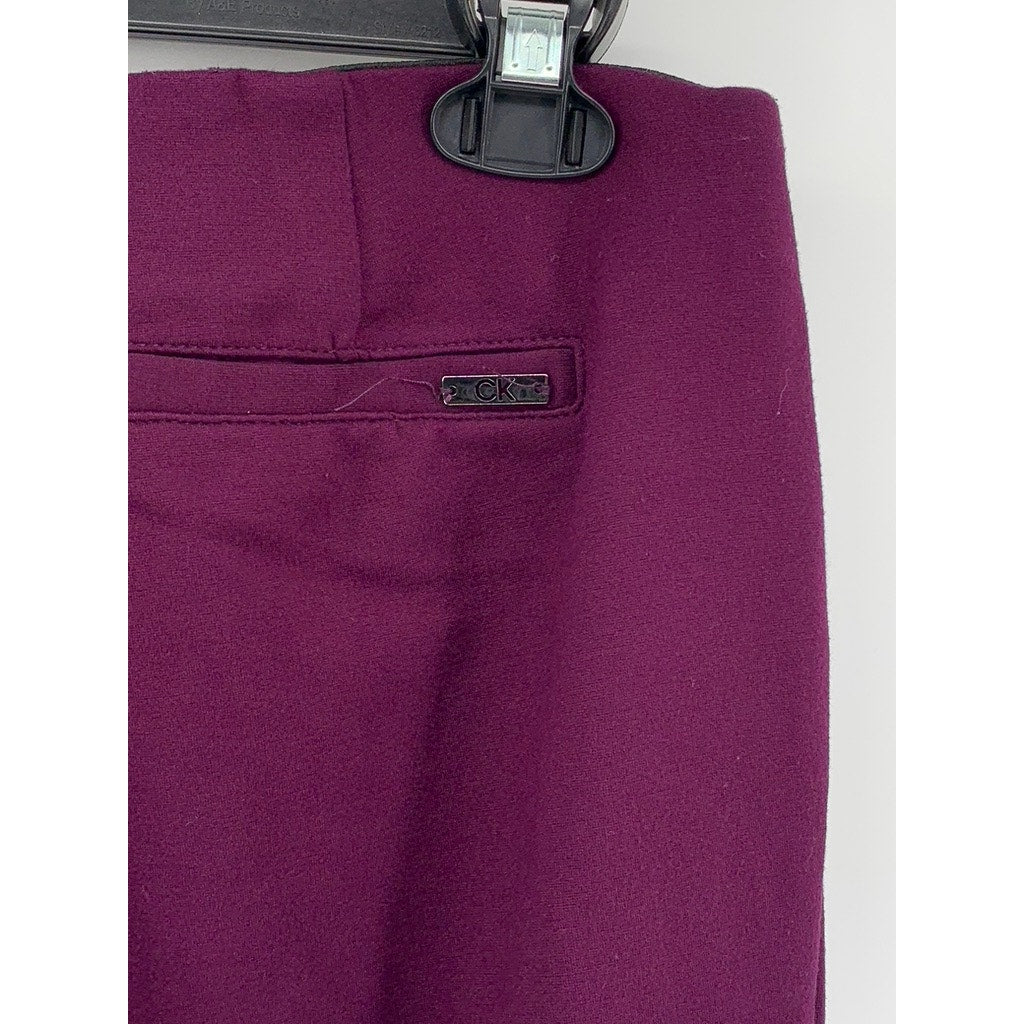 CALVIN KLEIN Women's Burgundy Solid Pull-On Ankle Pants SZ 10