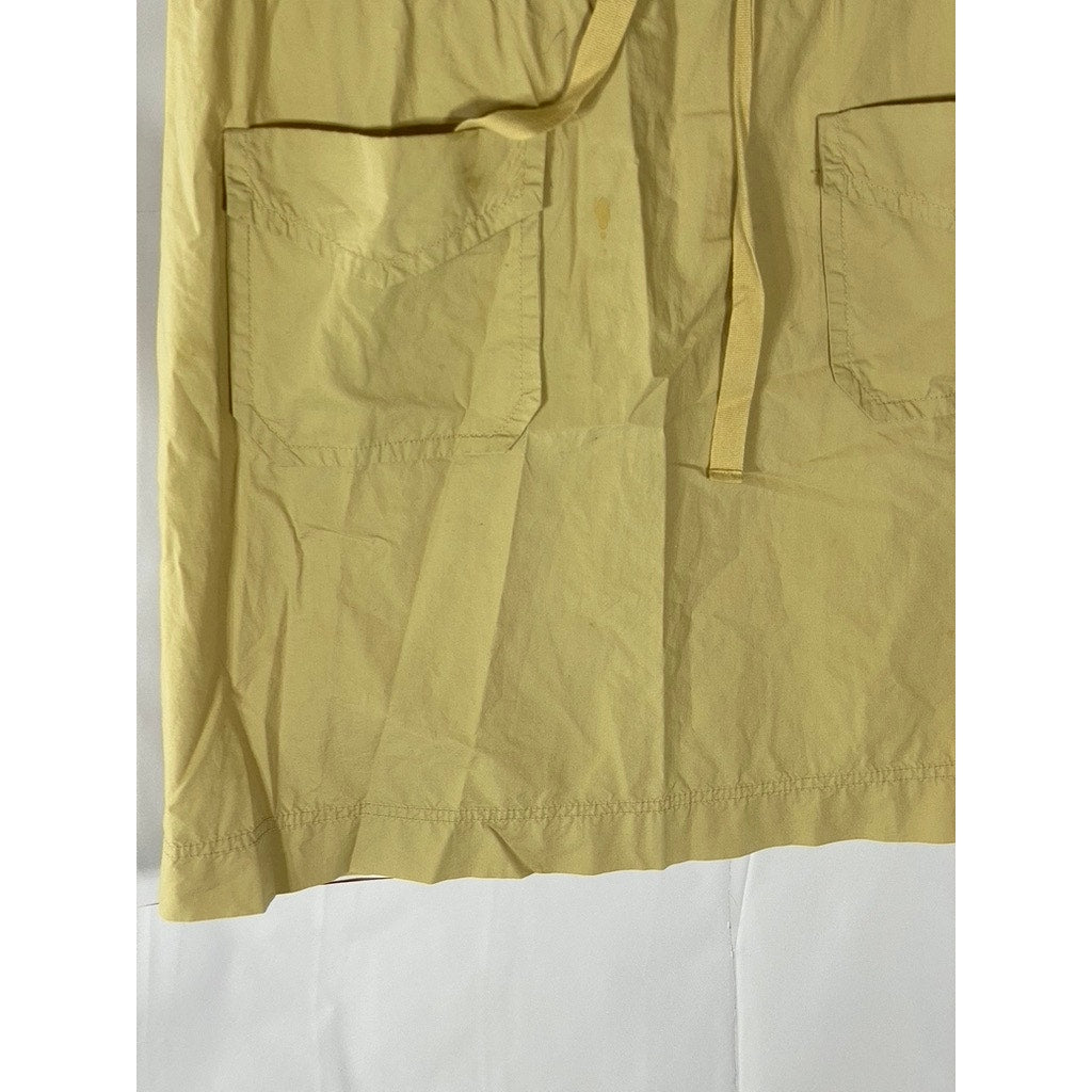 J.CREW Women's Tan Roll-Tab Elbow Sleeve Drawstring Waist Half-Button Dress SZ M