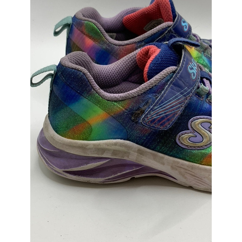 SKECHERS Little Girls' Blue-Multi Tie-Dye Coastline Running Shoes SZ 12
