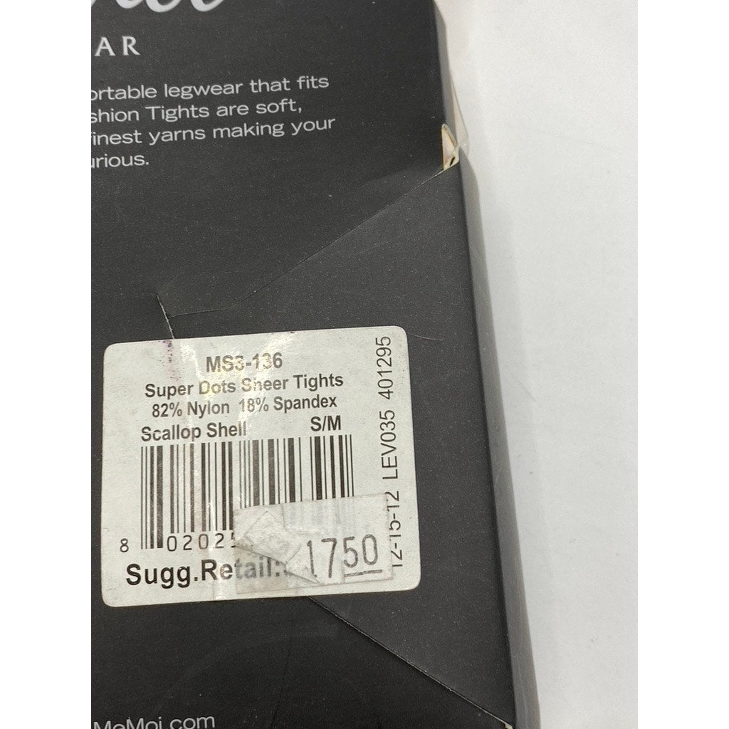 MEMOI Women's Scallop Shell Beige Super Dots Sheer Pull-On Tights SZ S/M