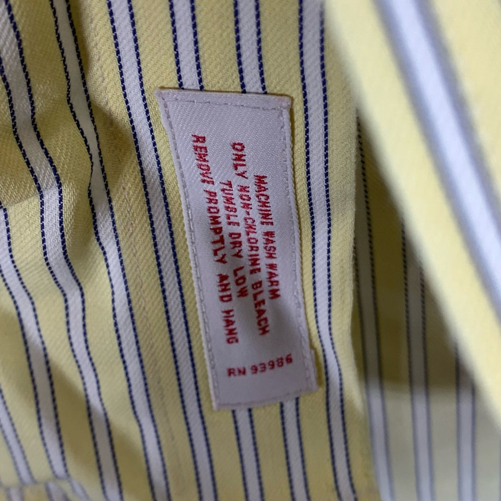 BROOKS BROTHERS 346 Men's Yellow Striped No-Iron Original Button-Up Shirt SZ S