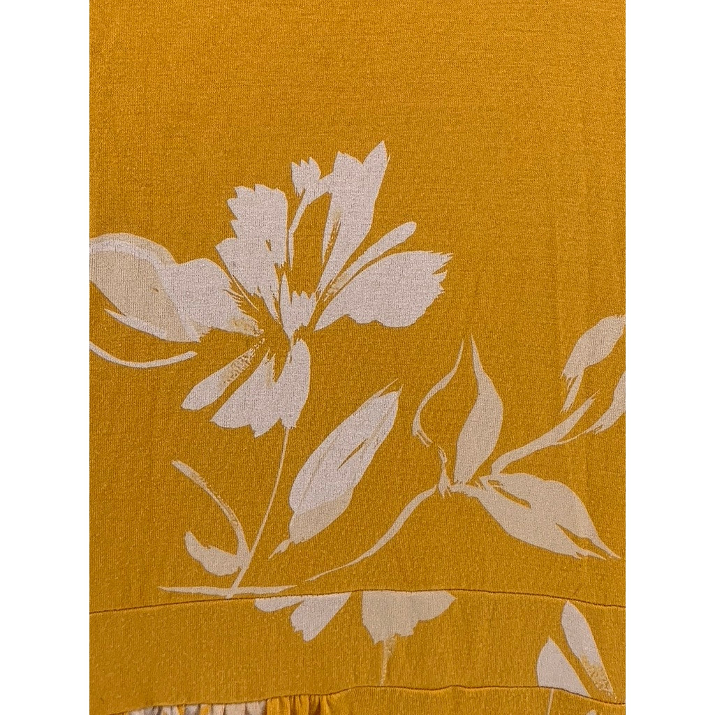ISABEL Women's Maternity Mustard Floral 3/4 Sleeve V-Neck Maxi Dress SZ 2XL