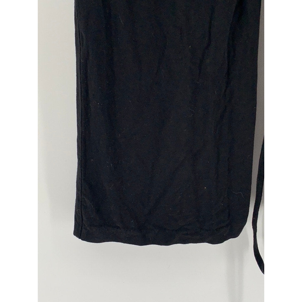 I.AM.GIA Women's Black Ruched Drawstring Relaxed-Fit Wide-Leg Pull-On Pant SZ S