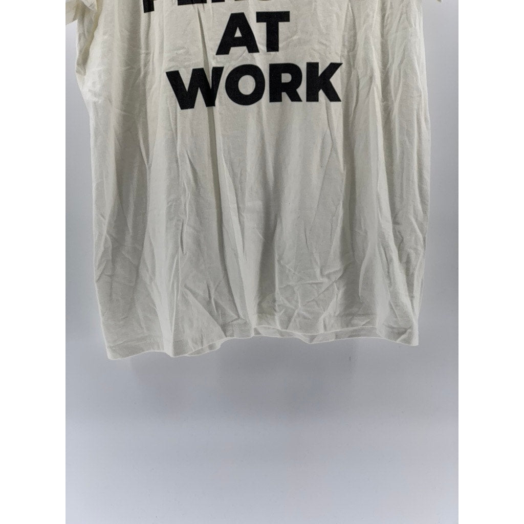 UNBRANDED Men's White Crewneck Hot Person at Work Short Sleeve T-Shirt SZ L