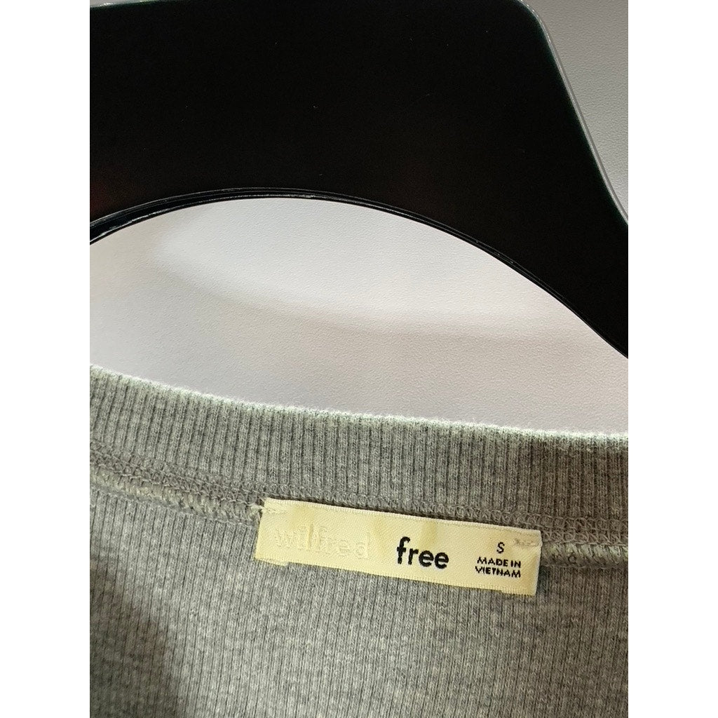 ARITZIA WILFRED FREE Women's Gray Ribbed Long Sleeve Henley Top SZ S