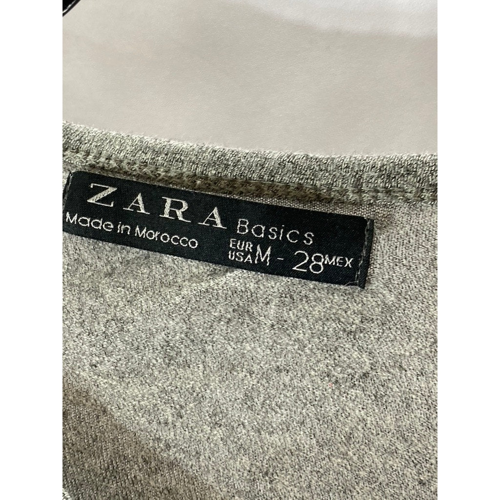 ZARA BASIC Women’s Gray Heather Scoop-Neck Long Sleeve Lightweight Top SZ M
