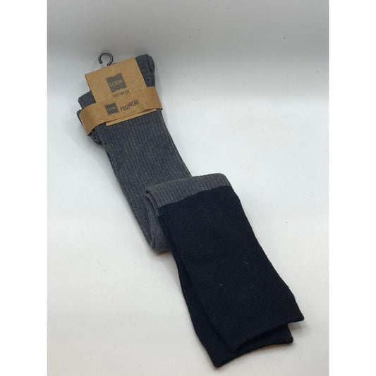 LOOK FOOTWEAR Women's Dark Gray-Black Ribbed Over-The-Knee Socks SZ OS