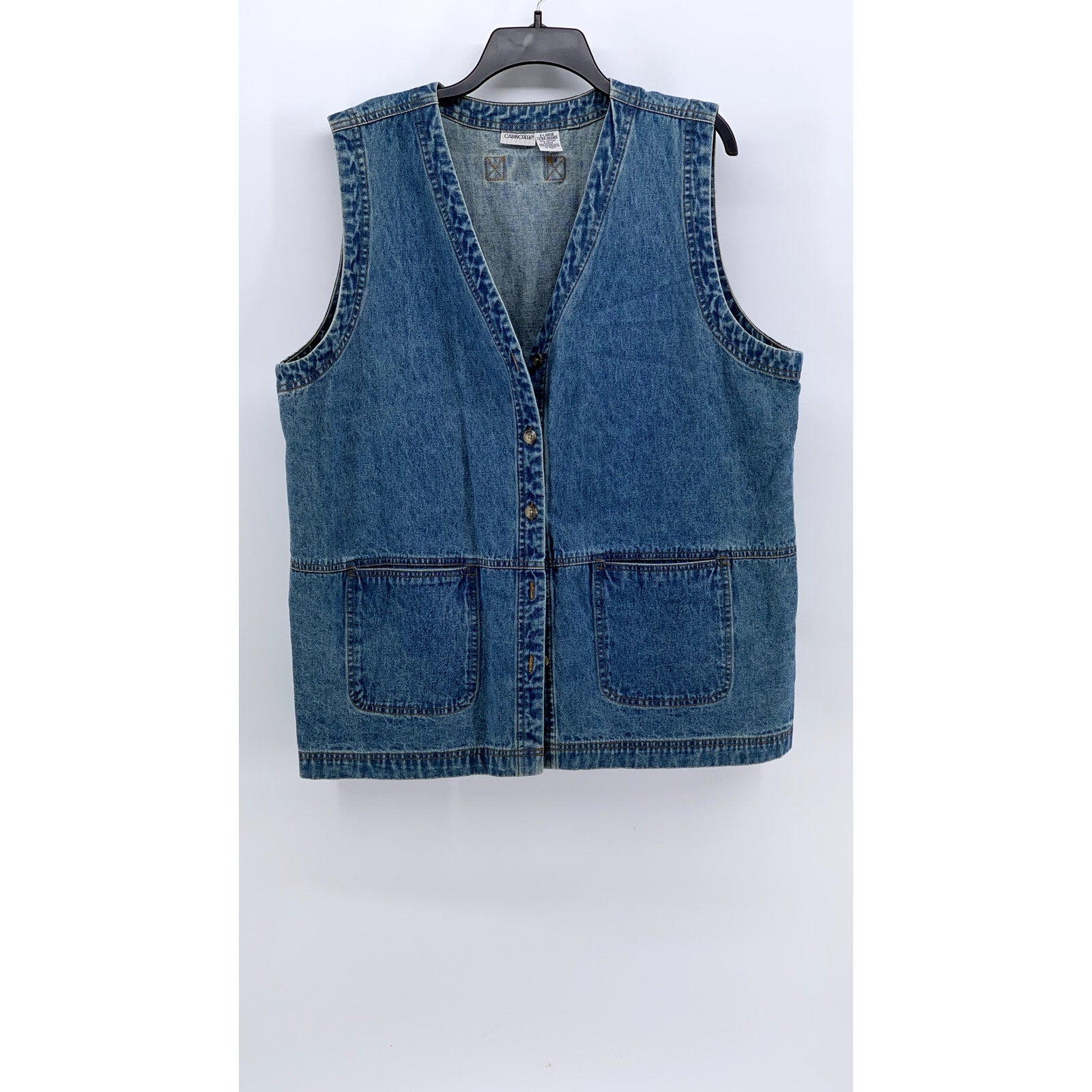 CABIN CREEK Women's Vintage Blue Denim Button-Up Sleeveless Cotton Top SZ XL