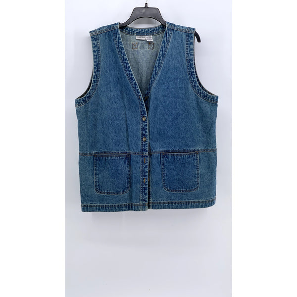 CABIN CREEK Women's Vintage Blue Denim Button-Up Sleeveless Cotton Top SZ XL