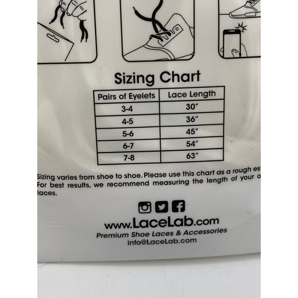 LACE LAB Unisex White Flat Shoe Laces SZ 63"