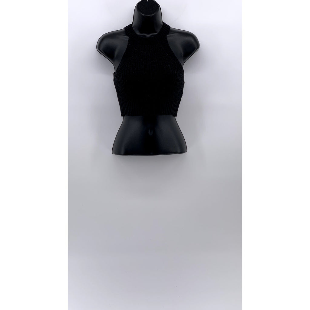 DIVIVDED BY H&M Women's Black Rib Knit Halter Cropped Tank Top SZ XS
