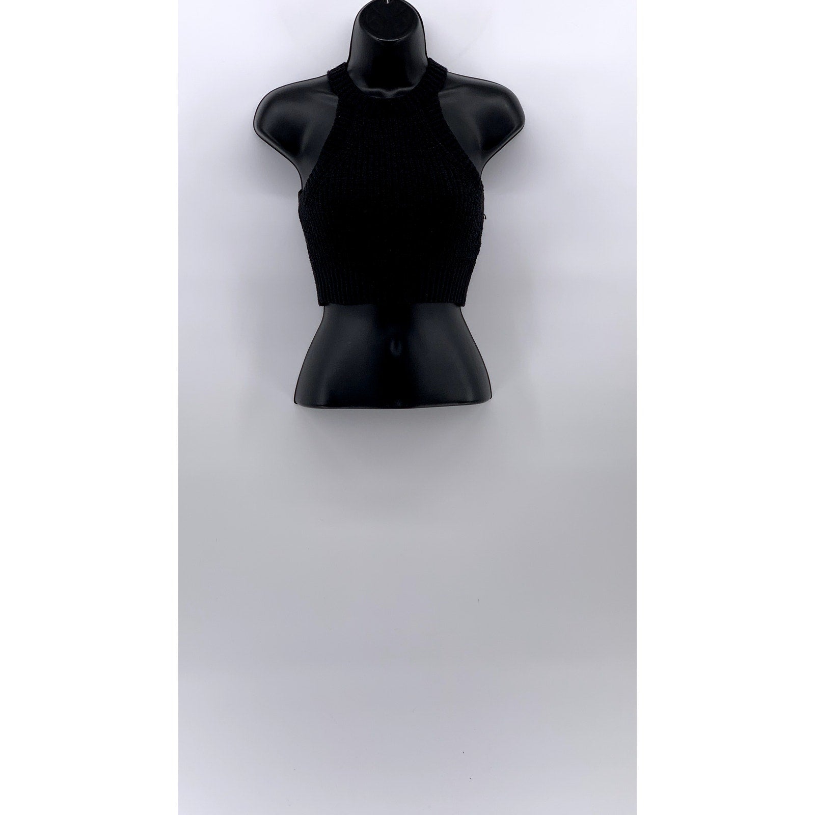 DIVIVDED BY H&M Women's Black Rib Knit Halter Cropped Tank Top SZ XS