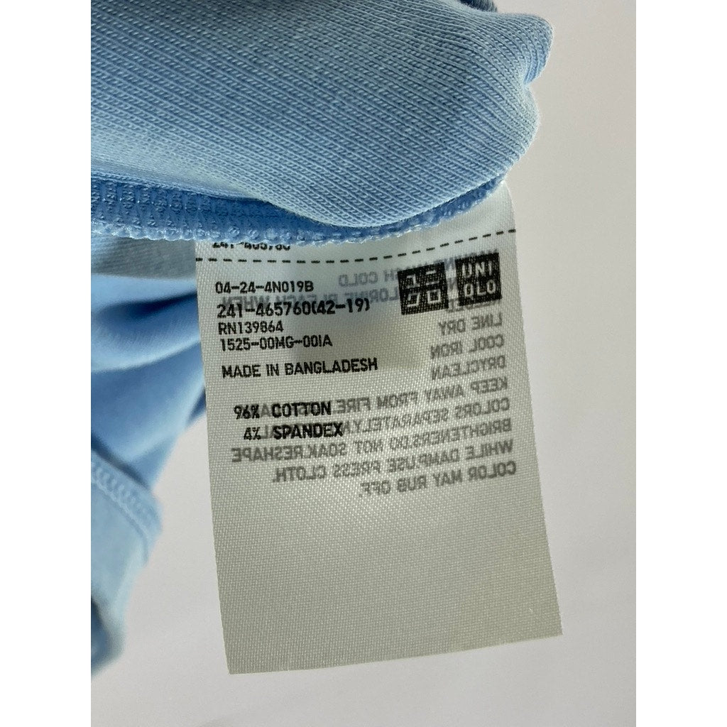 UNIQLO Women's Light Blue Crewneck Solid Fitted Short Sleeve Crop Top SZ XS\