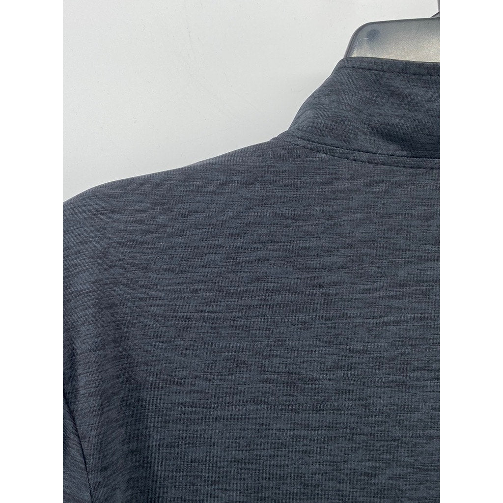 REAL ESSENTIALS Men's Charcoal Half-Zip Long Sleeve Active Shirt SZ S