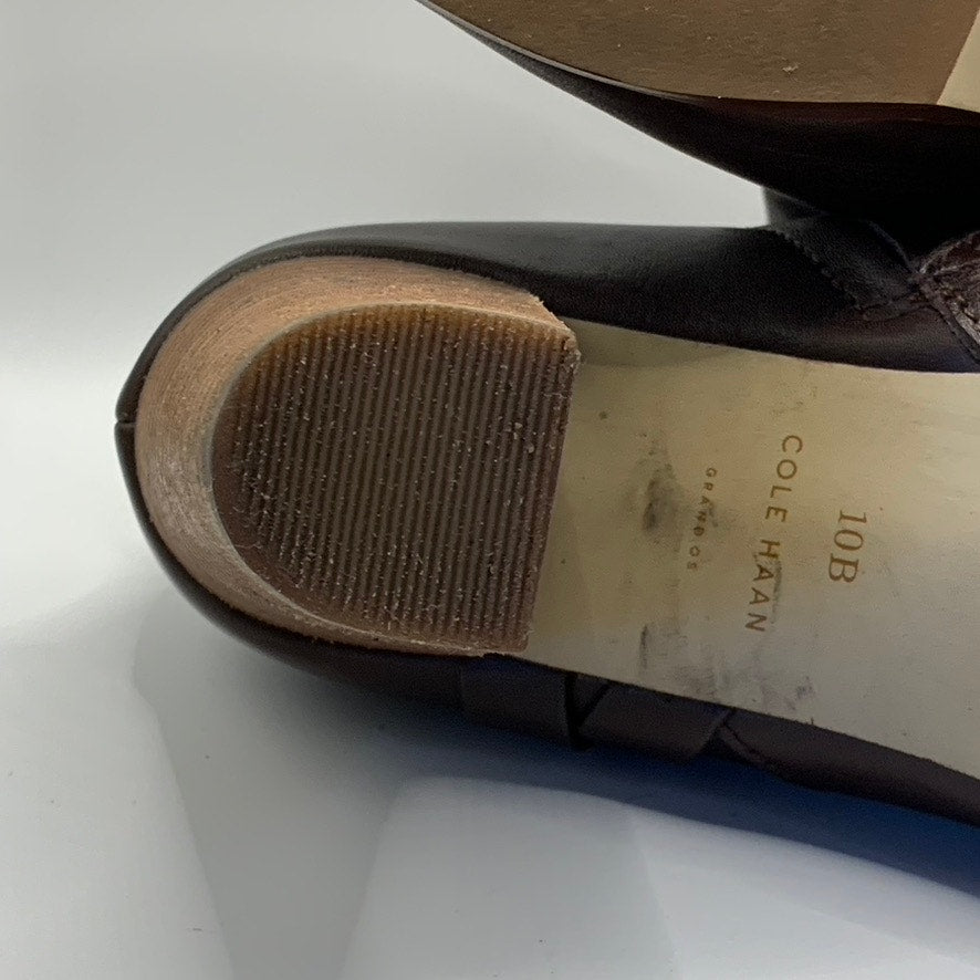 COLE HAAN Women's Brown Leather Calixta Round-Toe Side-Zipper Bootie SZ 10