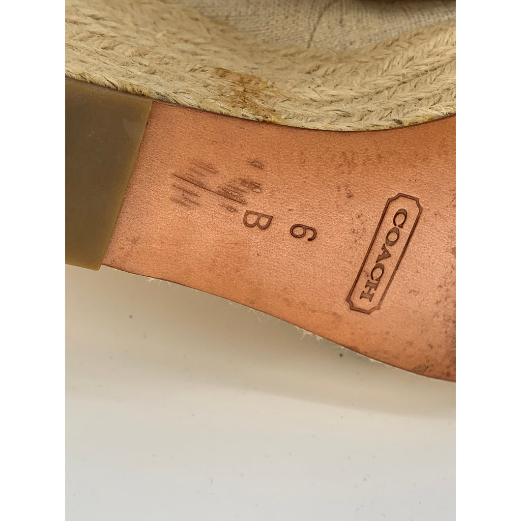 COACH Women's Beige Milan Peep-Toe Canvas Espadrille Wedge Platform Heels SZ 6B