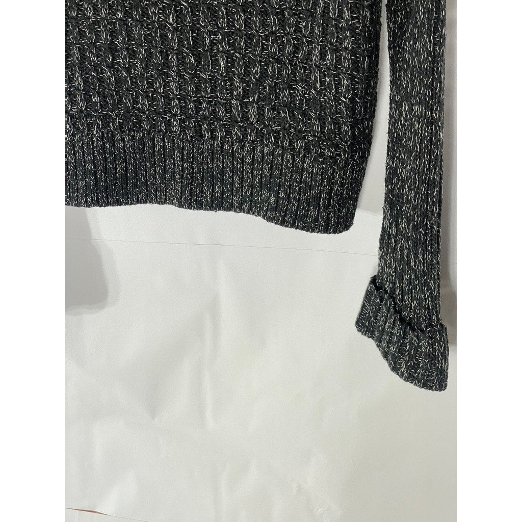 FREE PEOPLE Women's Black Twisted Cable Knit Cuffed Turtleneck Sweater SZ M