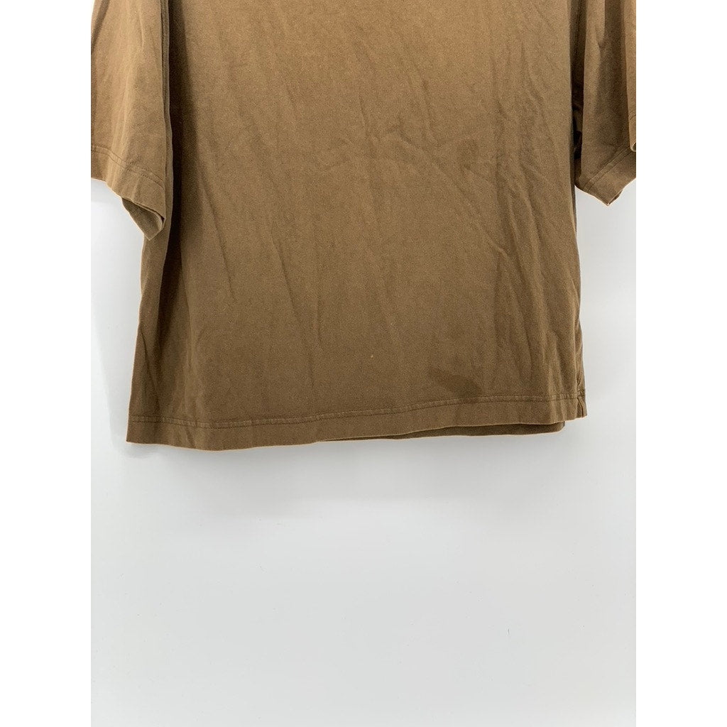 EVERLANE Women's Brown Crewneck Organic Cotton Slouch Short Sleeve Top SZ XS