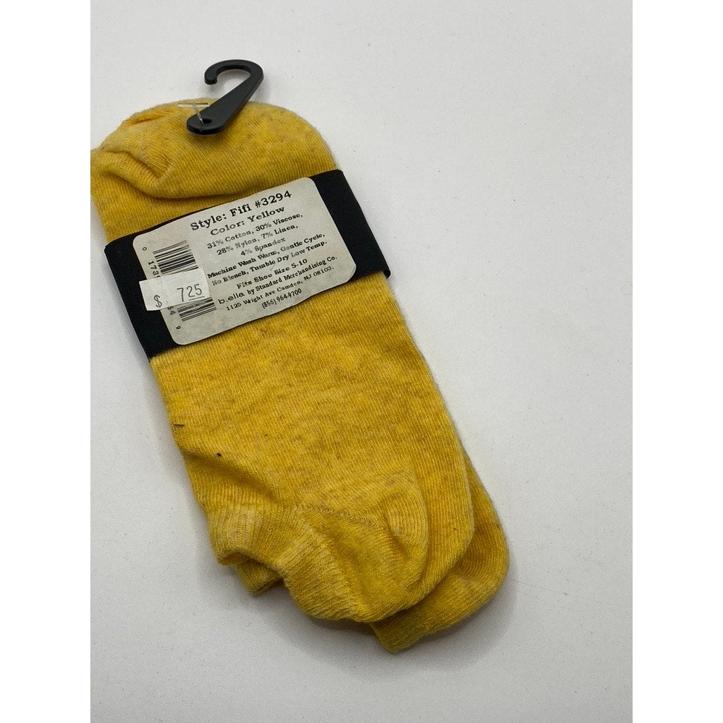 B.ELLA Women's Yellow Knit Cotton-Blend Solid Fifi Ankle Socks SZ OS