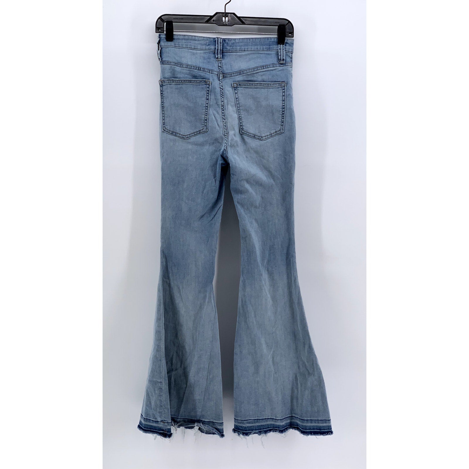 WE THE FREE Women's Light Wash Denim Button-Front Raw Flare Jeans SZ 28