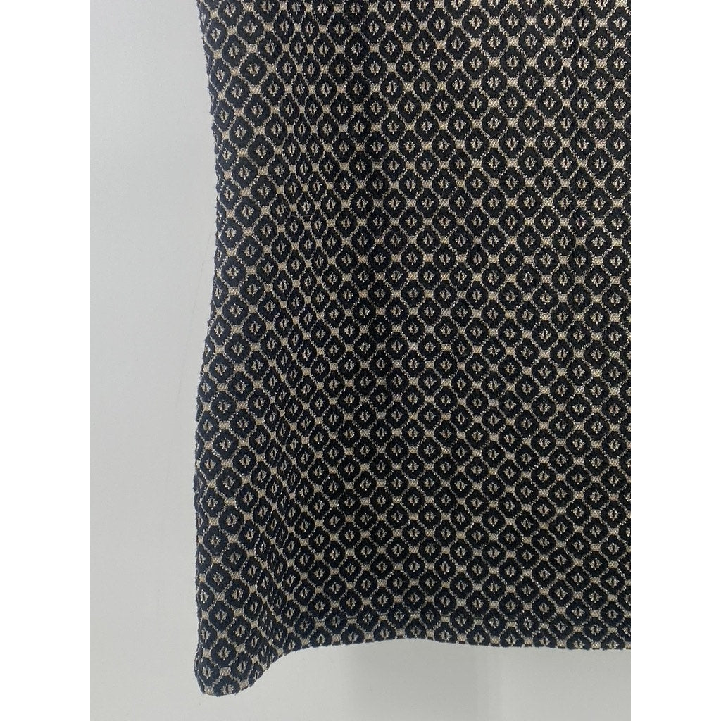 ANN TAYLOR Women's Black Geo Print Mock-Neck Sleeveless Top SZ S