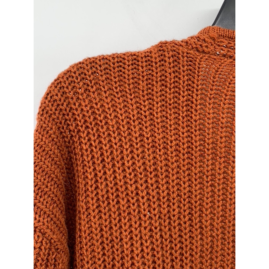 BRAVE SOUL LONDON Women's Rust Orange Knit Open-Front Long Sleeve Cardigan SZ S