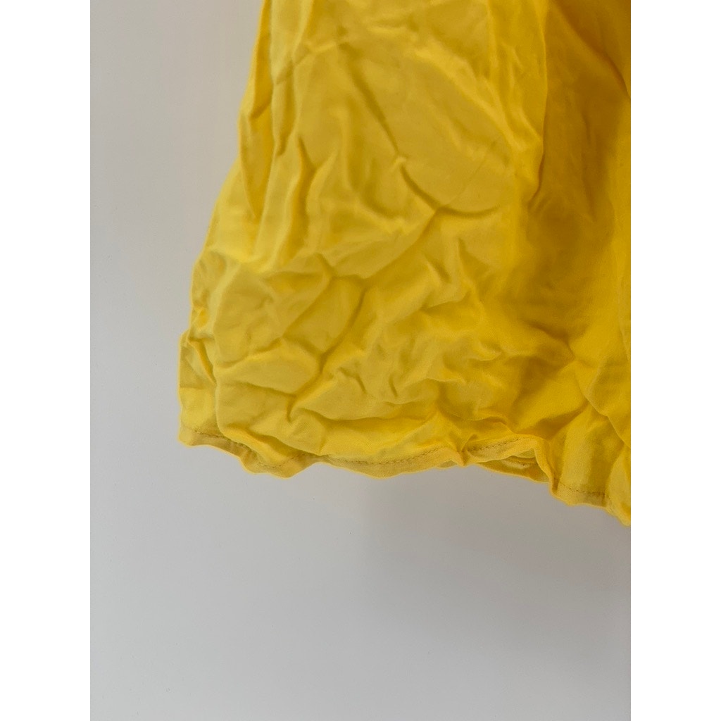 AMBIANCE Women's Yellow Smocked Strapless Mini Dress SZ M