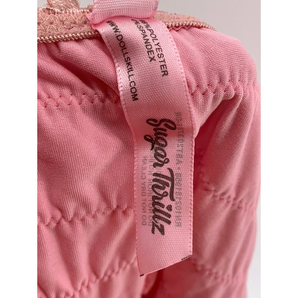 SUGAR THRILLZ Women's Pink Lace Ruffle Bloomers SZ M