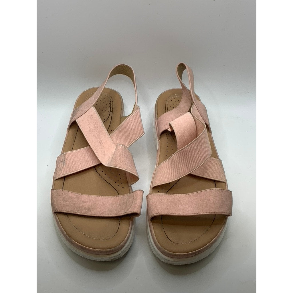 MY SOFT Women's Wide Pink Stretch Slingback Comfort Sandals SZ 10W