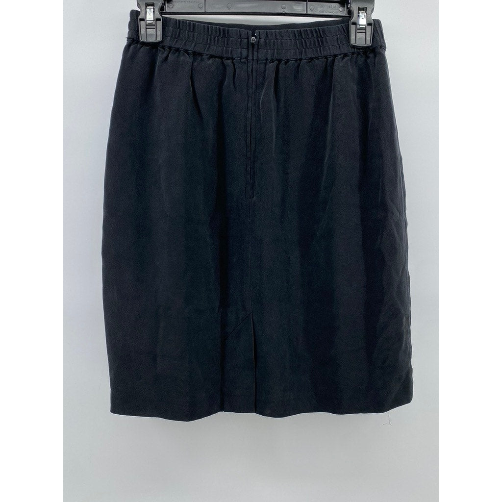 ALLISON TAYLOR Women's Black Silk Solid Vintage Mini Skirt SZ M